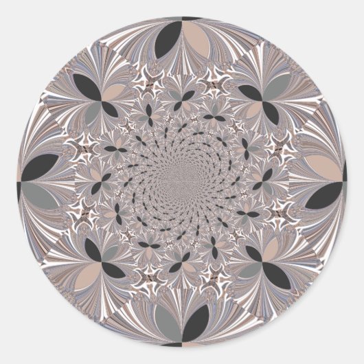 Schöne schöne Asche Grau Kaleidoskop nahtlos Runder Aufkleber (Vorderseite)