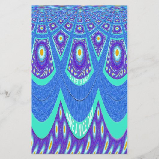 Schöne, schöne Cyan Blue Batik Print Vektor Kunst Briefpapier (Vorderseite)