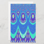 Schöne, schöne Cyan Blue Batik Print Vektor Kunst Briefpapier (Vorne/Hinten)