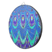 Schöne, schöne Cyan Blue Batik Print Vektor Kunst Dartscheibe (Vorderseite rechts)