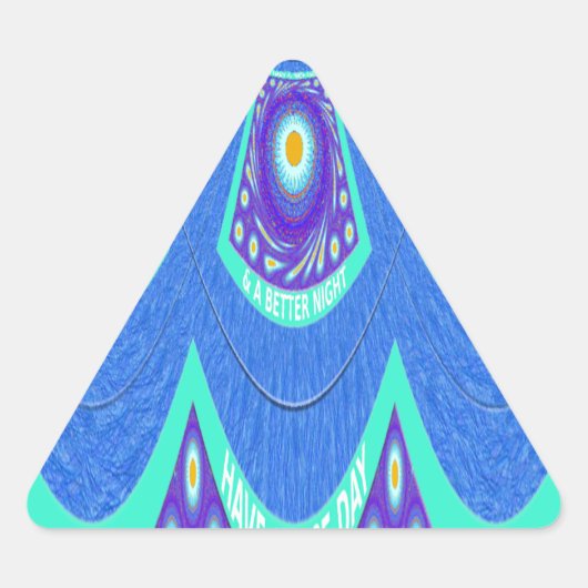Schöne, schöne Cyan Blue Batik Print Vektor Kunst Dreieckiger Aufkleber (Vorderseite)