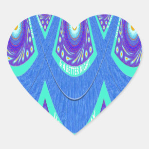 Schöne, schöne Cyan Blue Batik Print Vektor Kunst Herz-Aufkleber