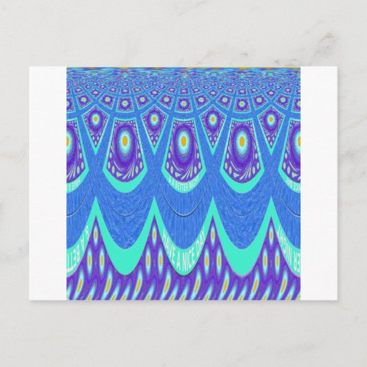 Schöne, schöne Cyan Blue Batik Print Vektor Kunst Postkarte (Vorderseite)