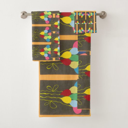 Schöne schöne farbenfrohe happy Birthday Balloons Badhandtuch Set (Insitu)