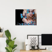 SCHÖNE SCHÖNHEIT MIT BLUE BUTTERFLUSS POSTER (Heimbüro)