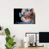 SCHÖNE SCHÖNHEIT MIT BLUE BUTTERFLUSS POSTER (Heimbüro)