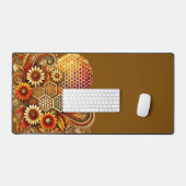 Schöne Schreibtischmatte | Wabendesign und Blumend (Tastatur & Maus)