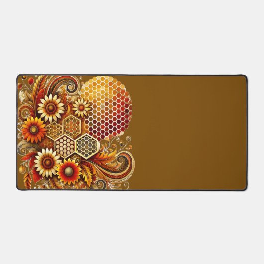 Schöne Schreibtischmatte | Wabendesign und Blumend (Vorderseite)