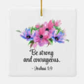 Schöne Schrift Starke mutige Blüte Keramikornament (Rückseite)