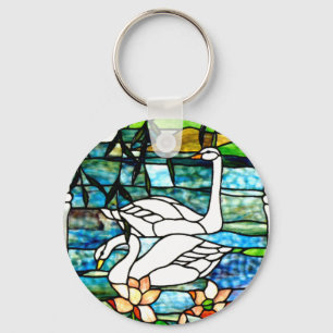 Schöne Schwan-Buntglas-Kunst Schlüsselanhänger