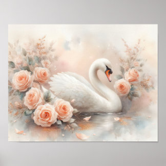 Schöne Schwan-Malerei Poster