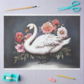 Schöne Schwan Vintage Blume zeichnen Dekoupage Seidenpapier (Basteln)