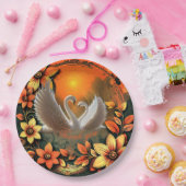 Schöne Schwäne in der Liebe Pappteller (Party)