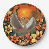 Schöne Schwäne in der Liebe Pappteller (Vorderseite)