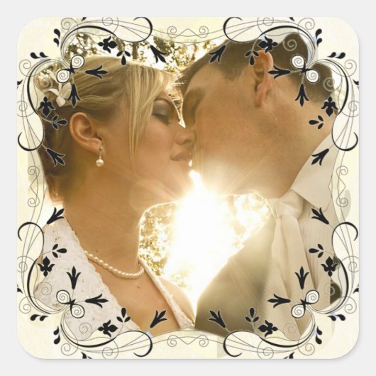 Schöne schwarz Borded Wedding Foto Stickers (Vorderseite)