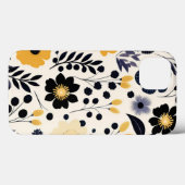 Schöne Schwarz-Gelb-Blumen Kunst Muster Case-Mate iPhone Hülle (Rückseite (Horizontal))