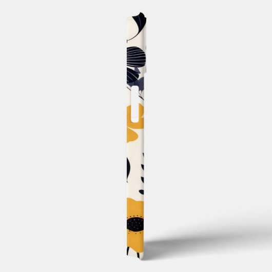 Schöne Schwarz-Gelb-Blumen Kunst Muster Case-Mate iPhone Hülle (Rückseite / Rechts)