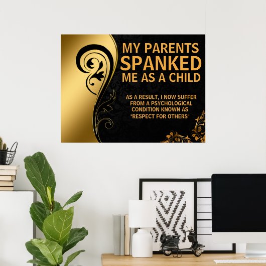 Schöne Schwarz/Gold-Design-Wirbel Poster (Heimbüro)