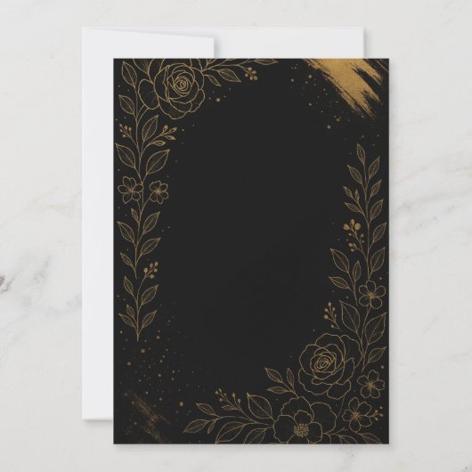 Schöne Schwarz-Gold-Hochzeit Einladung (Rückseite)