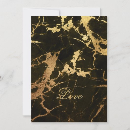 Schöne Schwarz-Gold-Marmorhochzeit Ankündigung (Rückseite)