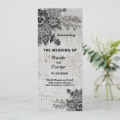 Schöne Schwarz/Grau-Blume Hochzeit Ankündigung (Stehend Vorderseite)