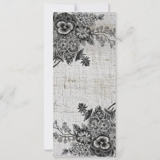 Schöne Schwarz/Grau-Blume Hochzeit Ankündigung (Rückseite)