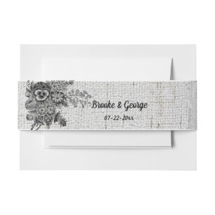 Schöne Schwarz-Grau-Blume Hochzeit Einladungsbanderole
