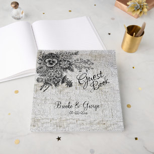 Schöne Schwarz-Grau-Blume Hochzeit Gästebuch