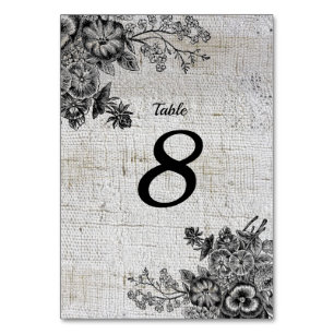 Schöne Schwarz/Graue Blume Hochzeitstisch No Card Tischnummer