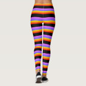 Schöne, schwarz-orange-violette Streifen Leggings (Rückseite)