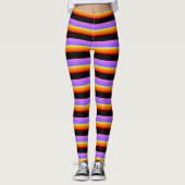 Schöne, schwarz-orange-violette Streifen Leggings (Vorderseite)