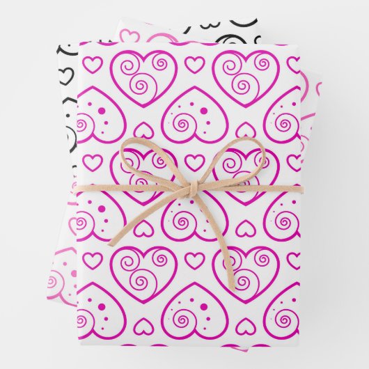 Schöne schwarz-rosa Hörer als Papierblätter Geschenkpapier Set (Beispiel)