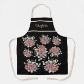 Schöne Schwarz-Rosa Wildblume Bouquet Schürze (Vorderseite)