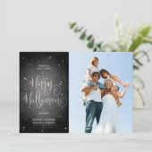 Schöne Schwarz Vintag Stars Halloween Fotokarte Karte (Stehend Vorderseite)