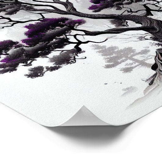 Schöne Schwarz-Weiß-Baumskizze für Zuhause Poster (Ecke)