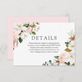 Schöne Schwarz-Weiß-Blume Hochzeitsdetails Begleitkarte (Vorne/Hinten)