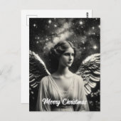 Schöne Schwarz-Weiß-Engel Weihnachten Postkarte (Vorne/Hinten)