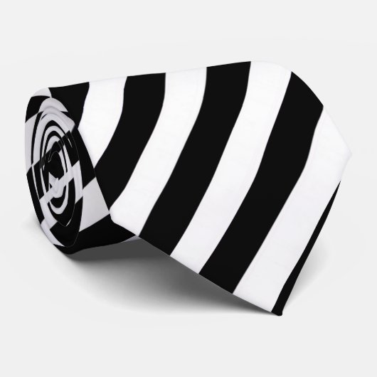 Schöne schwarz-weiß gestreifte Nackenstücke Krawatte (Gerollt)