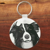 Schöne Schwarz-Weiß-Grenzkollie Schlüsselanhänger (Vorderseite)