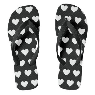 Schöne Schwarz-Weiß-Herzen bedruckt Badesandalen