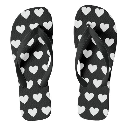 Schöne Schwarz-Weiß-Herzen bedruckt Badesandalen (Fußbett)