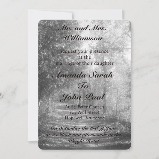 Schöne Schwarz-Weiß-Hochzeit Einladung (Vorderseite)