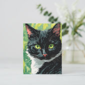 Schöne Schwarz-Weiß-Katze Postkarte (Stehend Vorderseite)