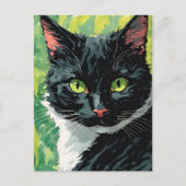 Schöne Schwarz-Weiß-Katze Postkarte (Vorderseite)
