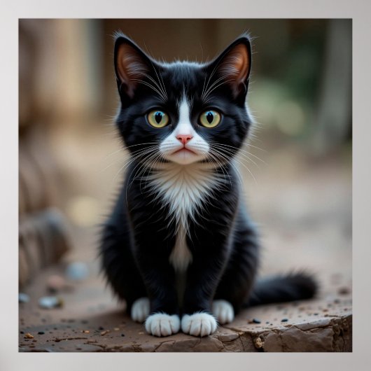 Schöne Schwarz-Weiß-Küche im Freien Poster (Vorne)