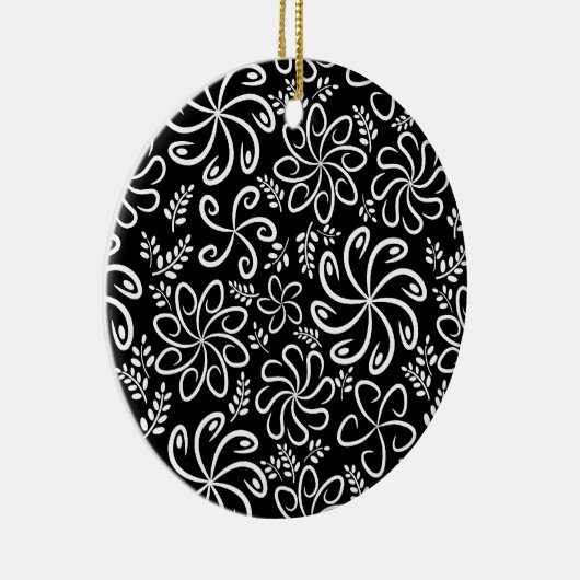 Schöne Schwarz-Weiß-Ornamente Keramik Ornament (Rechts)