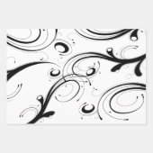 Schöne Schwarz-Weiß-Scroll Geschenkpapier Set (Vorderseite 2)