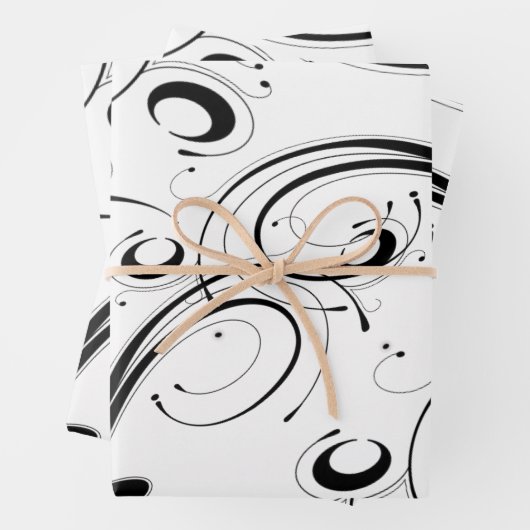 Schöne Schwarz-Weiß-Scroll Geschenkpapier Set (Beispiel)