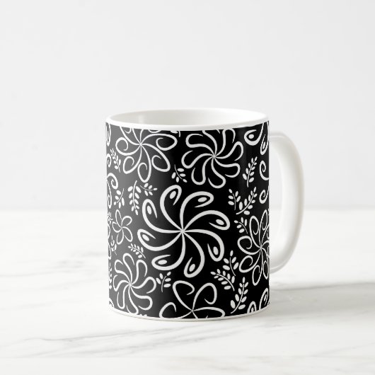 Schöne Schwarz-Weiß-Tasse Kaffeetasse (VorderseiteRechts)