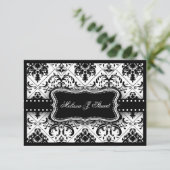 Schöne Schwarz-Weiß-Vintage Damaskus-Einladungen Einladung (Stehend Vorderseite)